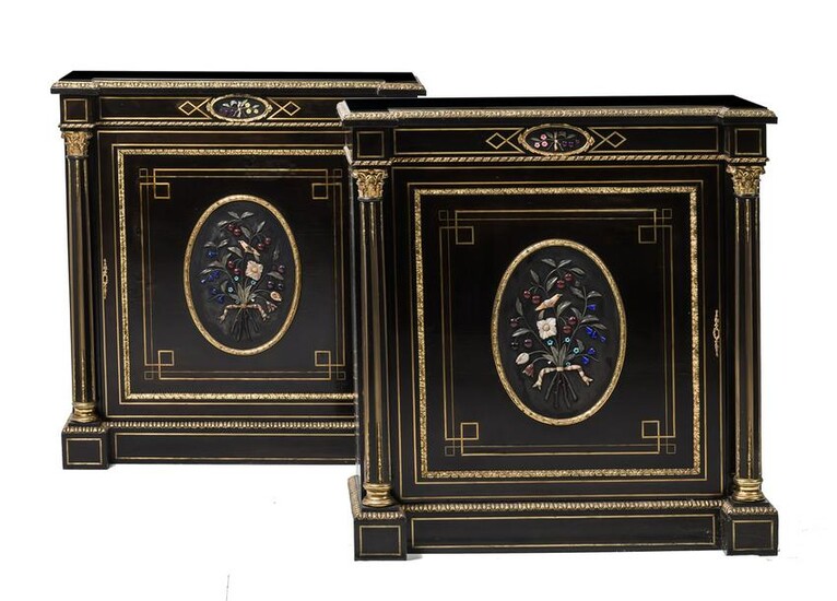 Pair of Napoleon III meuble dÃ¡ppui (side cabinet) in
