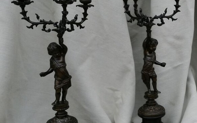 Pair of candlesticks - Bronze - Second half 19th century