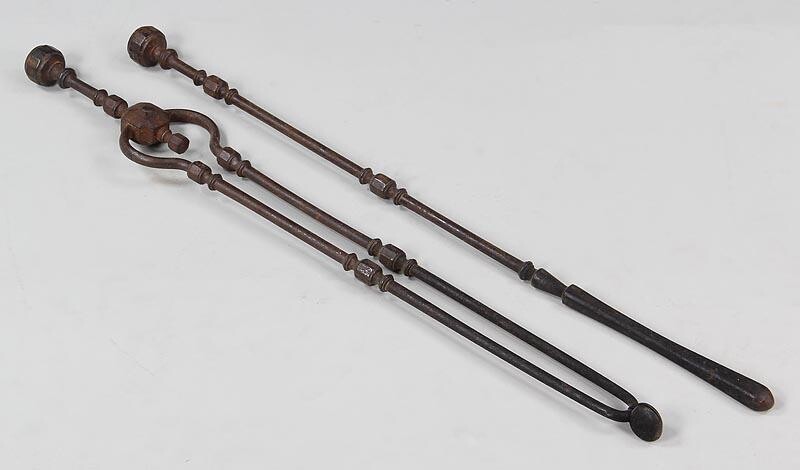 Pair of wrought iron fireplace tools. FR3SH.