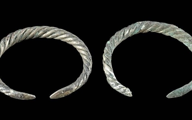 Parthian Twisted Silver-Copper Snake Bracelets (2)