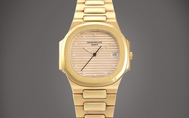 Patek Philippe Nautilus, Reference 3900 | A yellow gold and diamond-set bracelet watch with date, Circa 1986 | 百達翡麗 | Nautilus 型號3900 | 黃金鑲鑽石鏈帶腕錶，備日期顯示，約1986年製