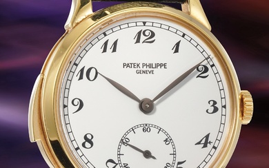 Patek Philippe, Ref. 3979 A most likely unique, enormously collectible and higly refined yellow gold minute repeating automatic wristwatch with special order dial with Breguet numerals, Certificate of Origin, Patek Philippe special order letter...