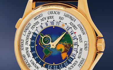 Patek Philippe, Ref. 5131J A very fine and rare yellow gold world time wristwatch with cloisonné enamel dial, Certificate of Origin, and presentation box