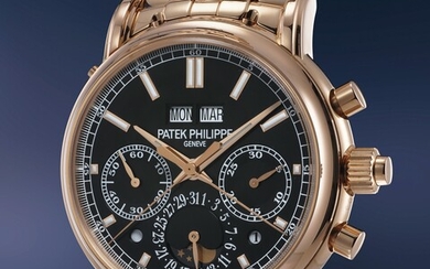Patek Philippe, Ref. 5204/1R A flamboyant and attractive pink gold perpetual calendar, split seconds chronograph with moon phases and bracelet