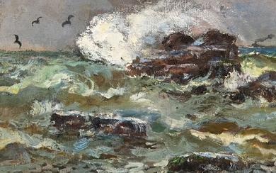 Paul Charles CHOCARNE-MOREAU (1855-1931) "Rocky coast" hst sbg 34x46