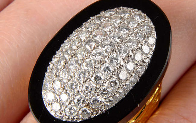 Pavé-set diamond and onyx ring, by Pablo