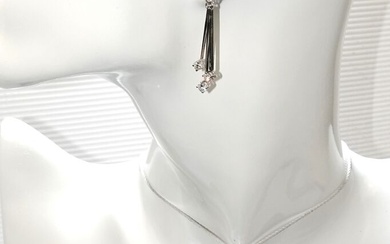Pendant+Earrings handcrafted - 18 kt. White gold - Earrings, Pendant - 0.86 ct Diamond - beads