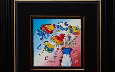 Peter Max (1937-, New York/Germany), "Vase of Flowers,"