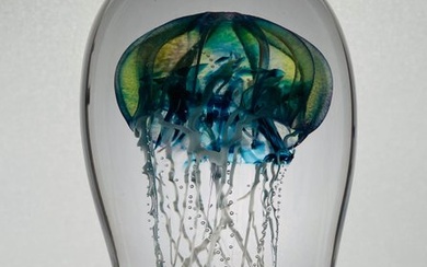 Petr Kuchta Unique - Sculpture, “ JELLYFISH “ - 21 cm - Glass
