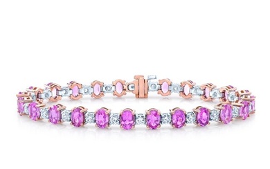 Pink Sapphire & Diamond Bracelet In 18k Rose/white Gold