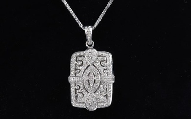 Platinum diamond locket pendant necklace