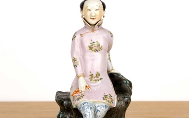 Porcelain model of a lady Chinese, Republic period the figure...