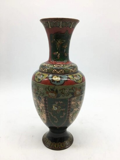 Porcelain vase made with cloisonne enamel technique