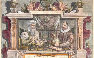 [Portraits]. "Gerardus Mercator (...) Iudocus Hondius (...)." Handcol. and gommé...