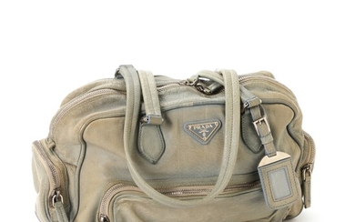 NOT SOLD. Prada: A handbag made of leather with silver toned hardware, two handles and...