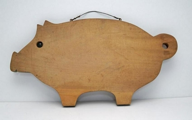 Primitive Wooden Pig Cutting Board / Marble Eye