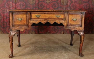 Queen Anne Style Burl Decorated Desk