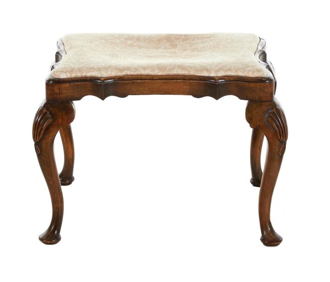 Queen Anne style carved walnut stool