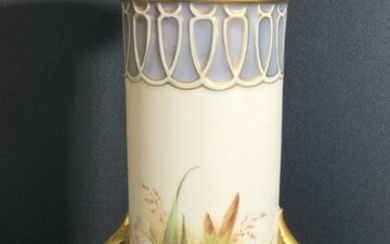 RH AUSTRIA Signed Vntg Floral Porcelain Table Vase