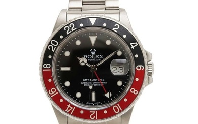 ROLEX GMT Master 2 Red and Black Bezel Dial Date SS Men's Automatic Watch No. 89 16760