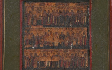 RUSSIAN, 19TH CENTURY, ICON OF THE FEAST DAYS, Tempera and gesso on panel, 7 x 5 5/8 in. (17.8 x 14.3 cm.)