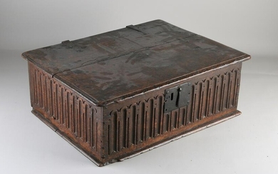 Rare oak gothic bible box with original lock +