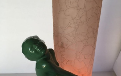 Re-Edition Nude Frankart F612 Lamp with Crackle Glass Shade