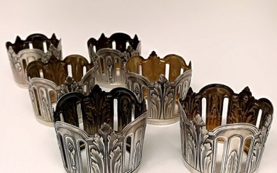 Refined Set of Finely Chiseled Cup Holder (6) - .950 silver - Eugène Lefebvre - Paris - France - Late 19th century