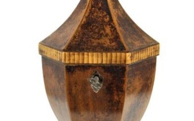 Regency English Urn Form Inlaid Tea Caddy