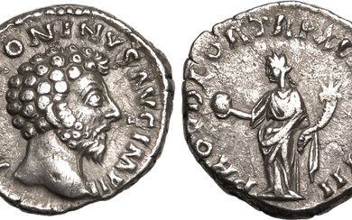 Roman Empire Marcus Aurelius AD 162-163 AR Denarius Good very fine