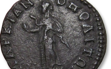 Roman Empire (Provincial). Diadumenian (AD 217-218). AE 20 (assarion) Moesia, Marcianopolis - Hygieia feeding snake reverse