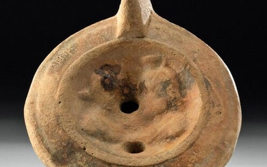 Roman Pottery Oil Lamp w/ Jupiter Dolichenus