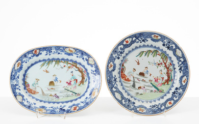 SAUCER, PLATE, porcelain, China, 18th century, decor in underglaze blue, enamel colors and gold.