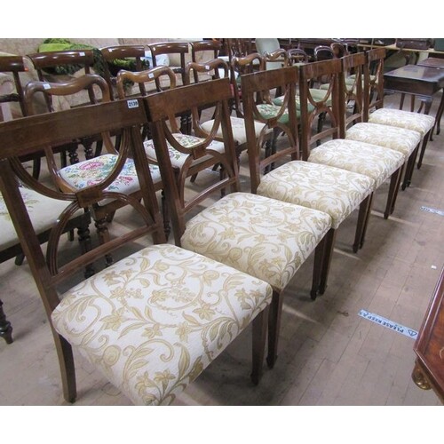 SET OF SIX MAHOGANY WILLIAM IV STYLE DINING CHAIRS WITH UPHO...