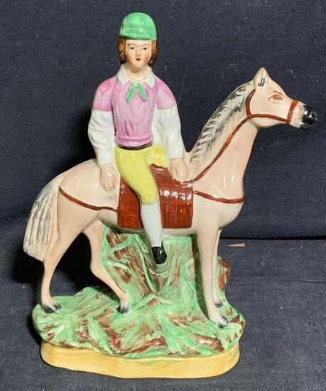 STAFFORDSHIRE Porcelain Equestrian on Horseback