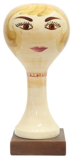 STANGL HAND-PAINTED POTTERY FIGURAL WIG STAND