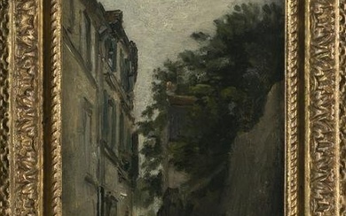 STANISLAS LÉPINE (France, 1835-1892), "St. Vincent Street Montmartre"., Oil on cradled board