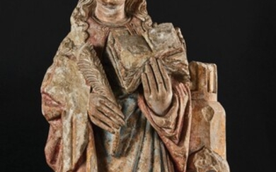 Sainte Barbe en pierre calcaire sculptée... - Lot 39 - Pierre Bergé & Associés