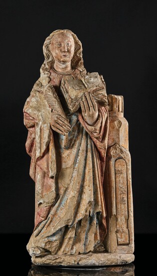 Sainte Barbe en pierre calcaire sculptée... - Lot 39 - Pierre Bergé & Associés