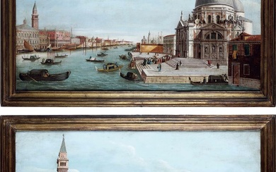 Scuola del XIX secolo Veduta di Palazzo Ducale e della Basilica della Salute di Venezia
