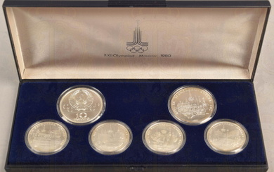 Set of 6 silver coins Olympic Games Moscow 1980