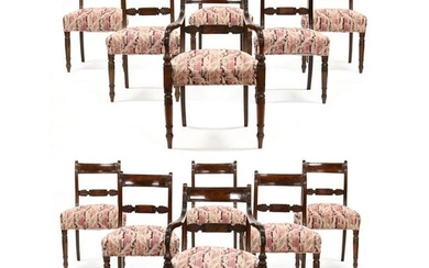 Set of Twelve English Sheraton Mahogany Dining Chairs