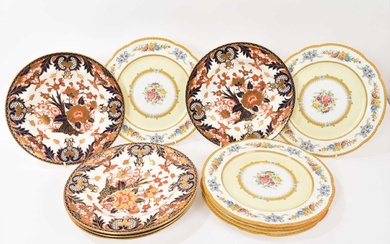 Set of five Royal Crown Derby King's pattern deep plates, 26cm diameter