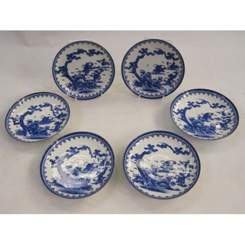 Set of six Japanese Hirado-type porcelain saucer dishes, eac...