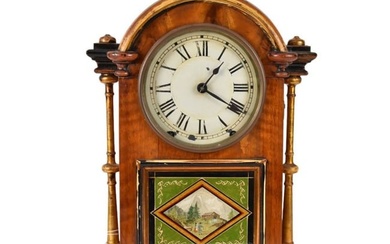 Seth Thomas Eight-Day Spring Mantel Clock w/ Reverse Painted Scene, C. 1870 - An antique Seth Thomas