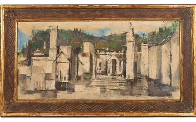 Signed Architectural Landscape Painting