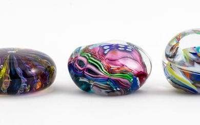 Signed Art Glass Paperweights, 3