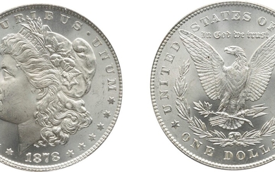 Silver Dollar, 1878, 7 Tail Feathers, Reverse of 1878 (flat breast), PCGS MS 66 CAC