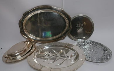 Silverplate and Pewter Serving Pieces,Trays