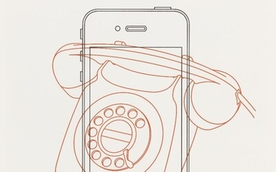 Sir Michael Craig-Martin RA, Irish b. 1941- Telephone/iPhone, from Then and Now, 2017; 1 plate from series of 8 letterpress prints from 2 blocks, on BFK Rives white 200gsm paper with hand torn edges, signed, dated and numbered 2/20, printed by...